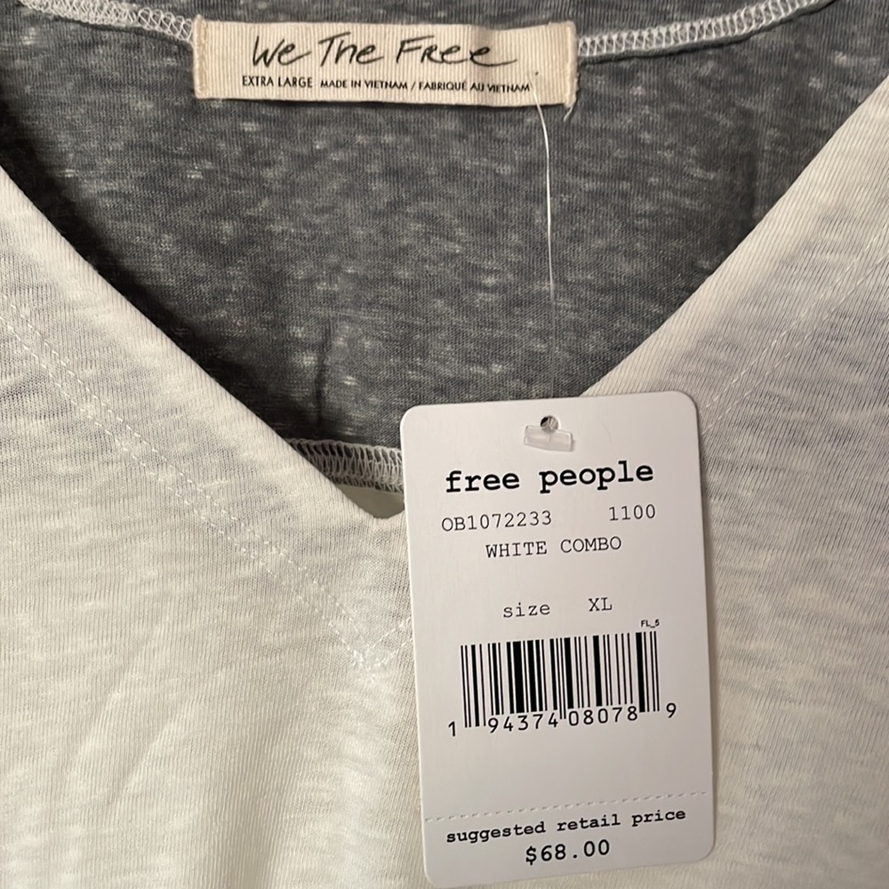 NEW We The Free, Free People “Major League Tee” White Combo. Size XL - Picture 6 of 6